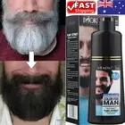 Permanent 2 in 1 Men's Mustache & Beard Dye Color Shampoo for Gray Hair Coverage
