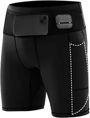 [wellwise] Mens Black 2 in 1 Running Shorts with Free Soft Falsk,Highly Elastic Mens Workout Shorts Mens Running Shorts with Phone Pocket Skin - Tight,Breathable, Black, L
