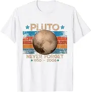 [JIAGANYI] Vintage Never Forget Pluto Nerdy Astronomy Space Science T-Shirt