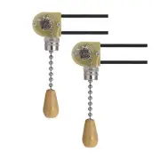 Fan Light Switch with Chrome Pull Chain Wood Knob (Pack of 2 set)