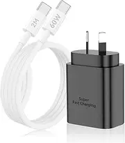 45W USB C Super Fast Charger for Samsung, USB Wall Charger Block with 2M/6.6FT Type C Charging Cable Cord, Type C Adapter for Samsung Galaxy S23 Ultra/S23/S23+/S24/S24+/S24Ultra/S22 Ultra/Galaxy Tab