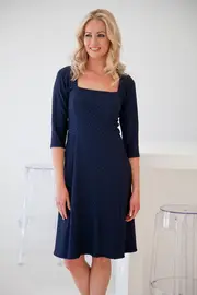 Olivia Checker 3/4 Slv Dress--SAC-D5014