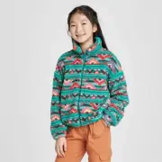 Art Class Girls Teal/Orange Front-Zip Fleece Lined Jacket 6-6X Small, 10-12 L