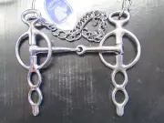 Driving Riding Liverpool Bit 4 1/2" Snaffle mouth Stainless with chin chain.