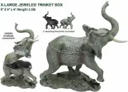 X-Large Elephant Jeweled Trinket Box with Austrian Crystals, 9"