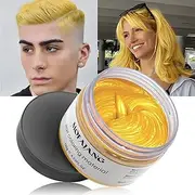 Temporary Hair Colour Gold Hair Colour, Styling Hair Tones for Men Women, Natural Hairstyle Pomade, Temporary Hair Dye Wax for Party, Cosplay & Halloween, 4.23 Ounces (Gold)