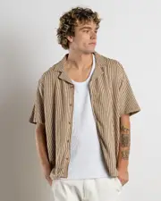 [Silent Theory] Silent Theory Men's Jackson Short Sleeve Shirt in Brown Size Large L Brown