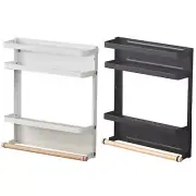 Foldable Magnetic Wall Mounted Organizer Shelf Spice Jar Refrigerator 2 Tier Kit