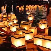 Aketek 20 Pack Square Chinese Lanterns Wishing Praying Floating River Paper Candle Light
