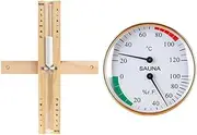 Sauna Thermometer and Hygrometer, Wood Sauna Sand Timer, 2 in 1 Celsius Thermometer Hygrometer for Sauna Room Wall Mounted 15 Minute Rotation Hourglass Timer for Sauna Accessories