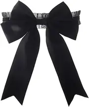 [Miaband] Black Bow Garters Gothic Lace Thigh Garter Elastic Bell Leg Garter for Women, Black