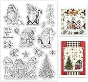 GLOBLELAND Christmas Gnome Clear Stamps Xmas Tree Santa Claus Light Bulb Bell Snowflake Silicone Clear Stamp Seals for Cards Making DIY Scrapbooking Photo Journal Album Decoration