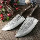 Forged Butcher Knife Set Stainless Steel Wood Handle Cleaver Hammered Slicing XL