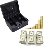DOITOOL Cash Box with Combination Lock Locking Cash Storage Box for Coins Checks and Cash Secure and Portable Safety Cash Box Black