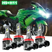 4x H9+H11 combo LED Motorcycle Headlight High Low beam Conversion Bulbs