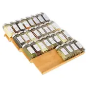 Spice Drawer Organzier 4 Tiers Bamboo Rack Tray Insert for Cabinet Countertop