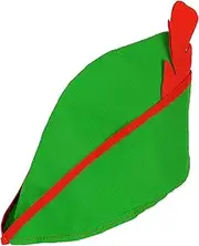 Fancy Dress Robin Hood Peter Pan Green Hat With Red Feather Adult Size