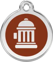 Red Dingo Fire Hydrant Brown Tag - Lifetime Guarantee - Cat, Dog, Pet ID Tag Eng