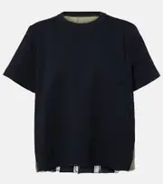[Sacai] Sacai Cotton jersey and twill T-shirt AU 14 blue