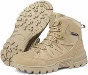 [CLSQLXYJZC] Men's Military Tactical Boots, Waterproof Hiking Work Boots Breathable Desert Boots Lightweight Work Boots Motorcycle Combat Boots Jungle Boots