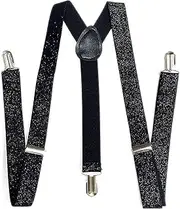 GLITTER SPARKLE SUSPENDERS Braces Clipon Elastic Y-Back Slim Adjustable Disco
