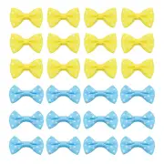 100 Pcs 1.5" Grosgrain Ribbon Mini Bow Printing for Crafts DIY, Blue/Yellow