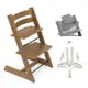 挪威 Stokke Tripp Trapp 成長椅 經典組合(橡木款)-餐椅+護圍+安全帶