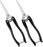 CANIGHT 2pcs Pruning Shears Gardening Hand Tools Garden Pruning Flower Cutters Hedge Small Chopping Sheers Plant Scissors Trimming Indoor Shear Secateurs Hand Stainless Steel Black