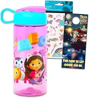 Gabby's Dollhouse Water Bottle Bundle - Gabby's Dollhouse School Supplies Set with Gabby Water Bottle, Stickers, More | Gabby's Dollhouse Water Bottle for Kids