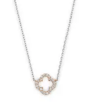 Diamond Clover Pendant Necklace in 14K Rose and White Gold, .10 ct. t. w.