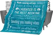 [FILO ESTILO] Funny Healing Gifts for Someone Who is Sick, Get Well Blanket, After Surgery Gifts, Care Package for Sick Friend or Cancer Patients, Unique Fun Sarcastic Stress Relief Gift (Teal)