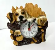 Freestanding Desk Table Miniature Clock w/ Beagle American English Foxhound Dogs