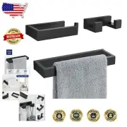 Stylish Matte Black Towel Ring & Robe Hook Set - Easy Install Bathroom Solution