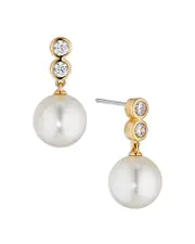 Nadri Cubic Zirconia & Nacre Pearl Drop Earrings