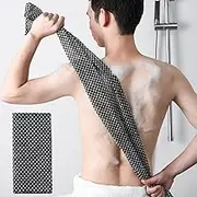Exfoliating Back Scrubber Large Wash Cloth Body Scrub Bath Washcloths Exfoliating Shower Towel Body Back Scrubber Towel Back Washing Towels for Women Men Shower, Cleansing and Massage(Black)