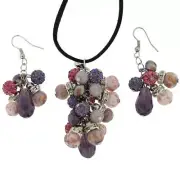 GlassOfVenice Venetian Charms Murano Necklace and Earrings Set - Purple