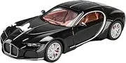Scale Finished Model Car 1:24 for Bugatti Atlantic Car Alloy Die-cast Static Metal Miniature Model Ornaments Toy Gift Miniature Replica Car(Black)
