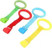 SHOWERORO 4pcs Pull Rings Stand Up Hand Rings for Cribs Strollers Playpens Ergonomic Design Durable Lightweight for Learning to Stand