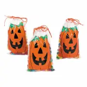 Mini Jack-O'-Lantern Drawstring Treat Bags, Party Supplies, 144 Pieces