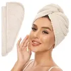 2 Pack Microfiber Hair Towel Wrap for Women, Anti Frizz Quick Drying Hair Tur...