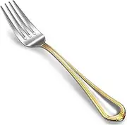 KEAWELL Pearl Edge 4/8-Piece Premium Fork Set, 18/10 Stainless Steel, Fine Silverware Forks with Mirror Finish and Exquisite Craftsmanship, Gold Accent, Dishwasher Safe (4, 7.3" Salad Forks)