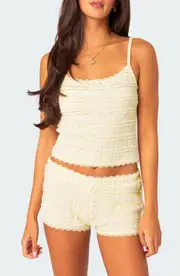 EDIKTED Lucy Ruffled Lace Crop Camisole