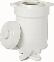 Ceramic Fermentation Crock, Sauerkraut Crock Jar 2 Liter/0.5 Gallon with Stone Weights and Lid, Easy to Clean (White)