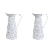 2x LVD Water/Juice Vintage Jug Pitcher Decorative Drink Container Lrg 36cm WHT