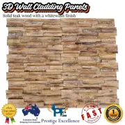 10 Pcs Wall Cladding Panels 3D Design Solid Teak Wood Rustic Style Panel 1.01m²