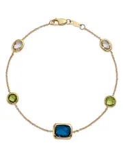 Bloomingdale's Fine Collection Mixed Cut Multi Gemstone Bracelet in 14K Yellow Gold OS