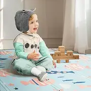Baby Play Mat 180 x 200cm, Double-Sided Soft Play Mat for Playpen, Foldable XPE Foam Baby Playmat for Floor, Portable Waterproof Activity PlayMats for Babies and Toddlers - Transportation/Blue