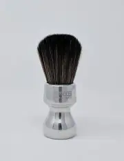 Short Retro Aluminum Shaving Brush with Black Synthetic Knot. Zenith 27.5mm N5