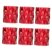 3" Tall Modern Multifaceted Glass Candle Holders, Set of 6 Votives, Bulk Red