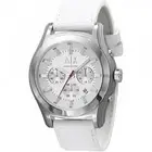 NEW ARMANI EXCHANGE WHITE PERFORATED LEATHER+SILVER TONE CHRONO WATCH AX2071